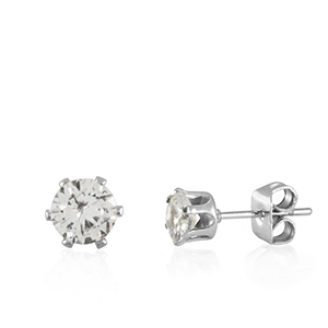 Stainless Steel - Rostfrei Stahl Ohrringe Zirconia Silver