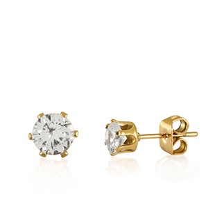Stainless Steel - Rostfrei Stahl Ohrringe Zirconia Gold