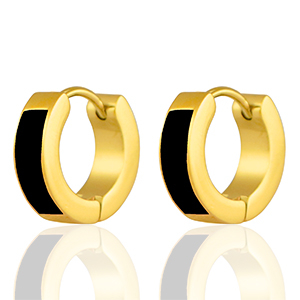 Stainless Steel - Rostfrei Stahl Ohrringe Black-gold