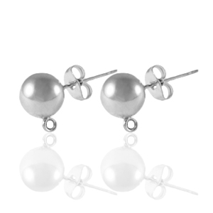 Stainless Steel - Rostfrei Stahl Ohrringe / Ohrstecker mit &Ouml;se 6mm Silber