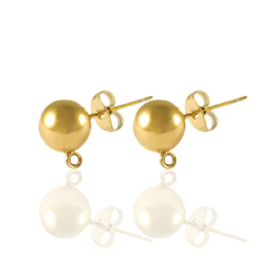 Stainless Steel - Rostfrei Stahl Ohrringe / Ohrstecker mit &Ouml;se 5mm Gold