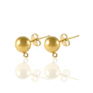 Stainless Steel - Rostfrei Stahl Ohrringe / Ohrstecker mit &Ouml;se 4mm Gold