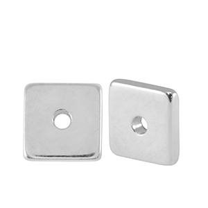 Perlen Metall DQ Disc Square 7mm Antik Silber (Nickelfrei)