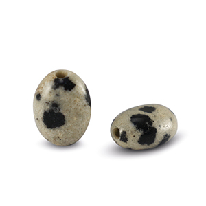 Perlen Naturstein Dalmatiner Jaspis Oval Greige