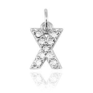TQ Metall Brass Anh&auml;nger initial X Silver