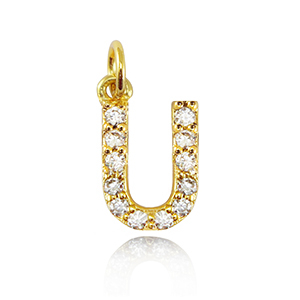 TQ Metall Brass Anh&auml;nger initial U Gold