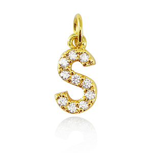 TQ Metall Brass Anh&auml;nger initial S Gold