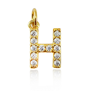 TQ Metall Brass Anh&auml;nger initial H Gold