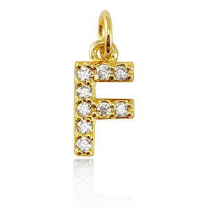 TQ Metall Brass Anh&auml;nger initial F Gold