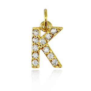 TQ Metall Brass Anh&auml;nger initial K Gold