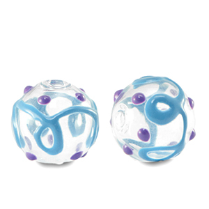 Glas Perlen Handbemalt Transparent-blue purple