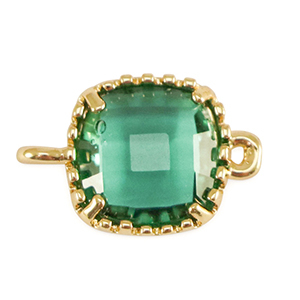 Zwischenst&uuml;cke Kristallglas Square Emerald green-gold