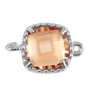 Zwischenst&uuml;cke Kristallglas Square Peachy rose-silver