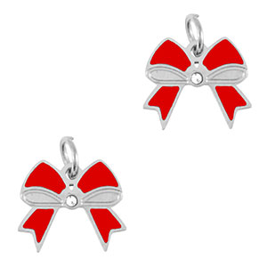 Anh&auml;nger aus Stainless Steel - Rostfreiem Stahl Bow Silver-red