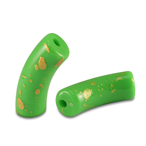 Perlen aus Acryl Tube shiny Light green-gold