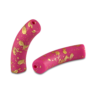 Perlen aus Acryl Tube matt Fuchsia pink-gold