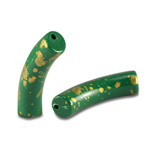 Perlen aus Acryl Tube shiny Dark green-gold