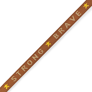 Schmucktextband "strong brave" Rust orange