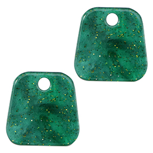 Anh&auml;nger aus Resin Trapezium Glitzer Multicolor green