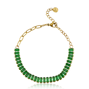 Stainless Steel - Rostfrei Stahl Armb&auml;nder Gold-green