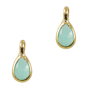 Anh&auml;nger aus Kristallglas drop Light blue-gold