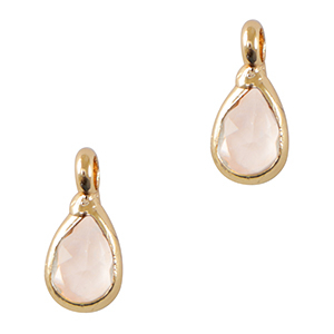 Anh&auml;nger aus Kristallglas drop Light pink-gold