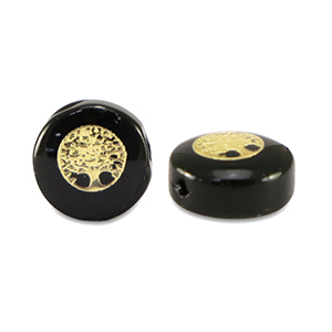 Glas Perlen Rondell tree of life Black-gold
