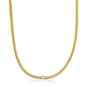 Stainless Steel - Rostfrei Stahl Snake Kette Crystal Gold-crystal