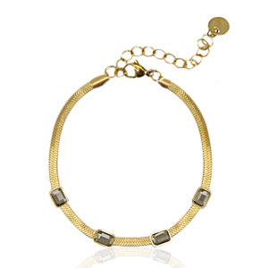 Stainless Steel - Rostfrei Stahl Snake Armb&auml;nder Crystal Gold-black