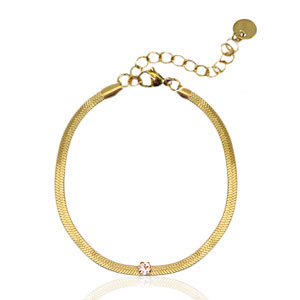 Stainless Steel - Rostfrei Stahl Snake Armb&auml;nder Crystal Gold-pink