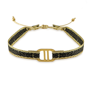 Armband Schmuckband mit Stainless Steel Zwischenst&uuml;ck Black-gold