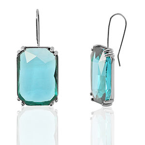 Ohrringe / Ohrstecker aus Glas Rectangle Blue-silver