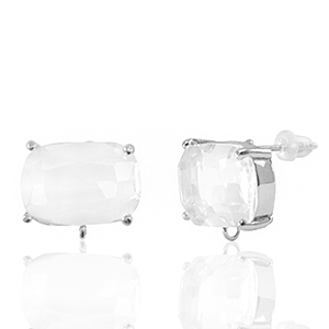 Ohrringe / Ohrstecker aus Glas mit &Ouml;se Rectangle Crystal-silver