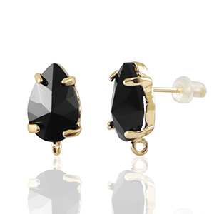 Ohrringe / Ohrstecker aus Glas mit &Ouml;se Drop Black-gold