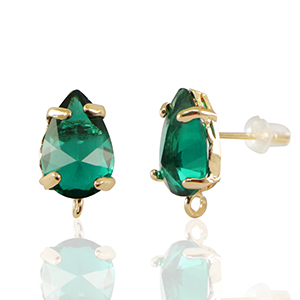 Ohrringe / Ohrstecker aus Glas mit &Ouml;se Drop Green-gold