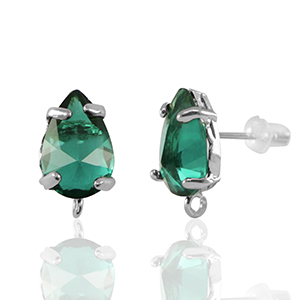 Ohrringe / Ohrstecker aus Glas mit &Ouml;se Drop Green-silver