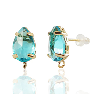 Ohrringe / Ohrstecker aus Glas mit &Ouml;se Drop Blue-gold