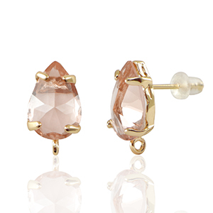 Ohrringe / Ohrstecker aus Glas mit &Ouml;se Drop Peach-gold