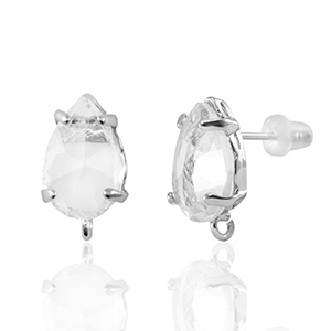 Ohrringe / Ohrstecker aus Glas mit &Ouml;se Drop Crystal-silver