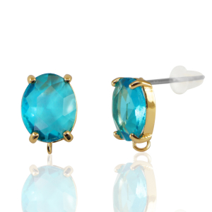 Ohrringe / Ohrstecker aus Glas mit &Ouml;se Oval Blue-gold