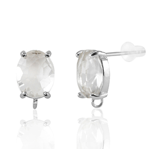 Ohrringe / Ohrstecker aus Glas mit &Ouml;se Oval Crystal-silver