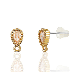 Ohrringe / Ohrstecker aus Glas mit &Ouml;se  Drop Peach-gold