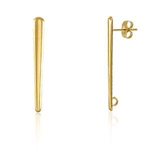Zubeh&ouml;r aus Stainless Steel - Rostfreiem Stahl Ohrringe / Ohrstecker oval mit &Ouml;se Gold
