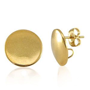 Zubeh&ouml;r aus Stainless Steel - Rostfreiem Stahl Ohrringe / Ohrstecker mit &Ouml;se 15mm Gold