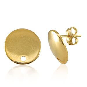 Zubeh&ouml;r aus Stainless Steel - Rostfreiem Stahl Ohrringe / Ohrstecker mit &Ouml;se 13mm Gold