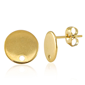 Zubeh&ouml;r aus Stainless Steel - Rostfreiem Stahl Ohrringe / Ohrstecker mit &Ouml;se 10mm Gold