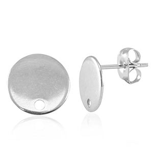 Zubeh&ouml;r aus Stainless Steel - Rostfreiem Stahl Ohrringe / Ohrstecker mit &Ouml;se 10mm Silver