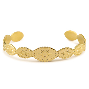 Stainless Steel - Rostfrei Stahl Armb&auml;nder Bangle Sonne Gold