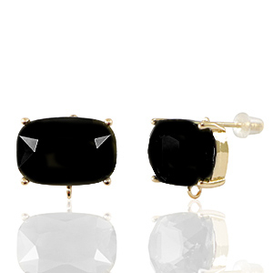 Ohrringe / Ohrstecker aus Glas mit &Ouml;se Rectangle Black-gold