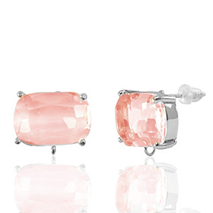 Ohrringe / Ohrstecker aus Glas mit &Ouml;se Rectangle Peach-silver